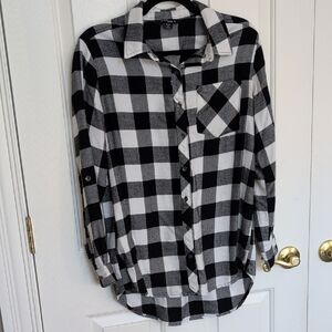 Stitch Star Black and White Plaid Shirt
